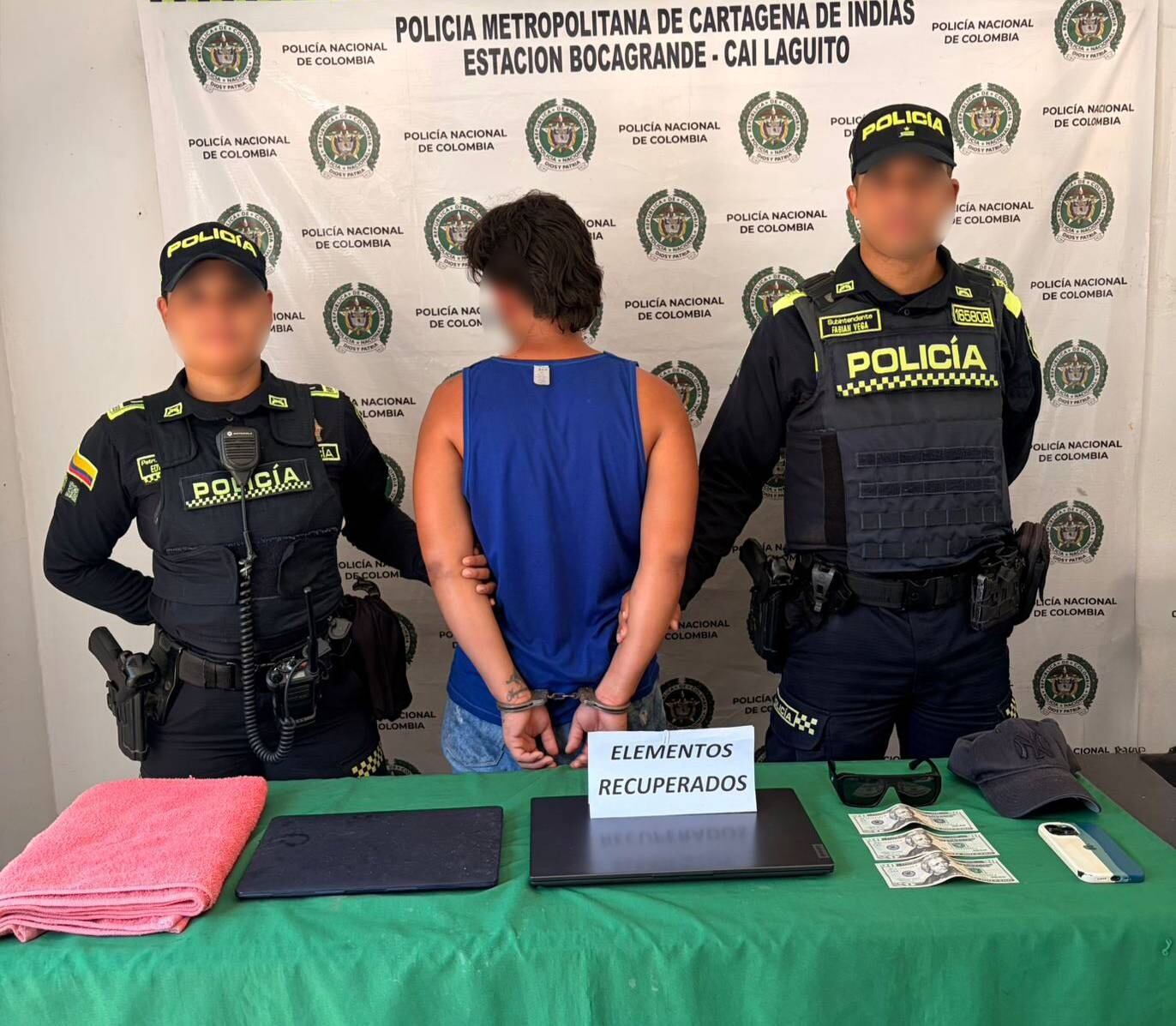 En una rápida reacción, las patrullas de vigilancia lograron interceptarlo cuadras más adelante, logrando su detención