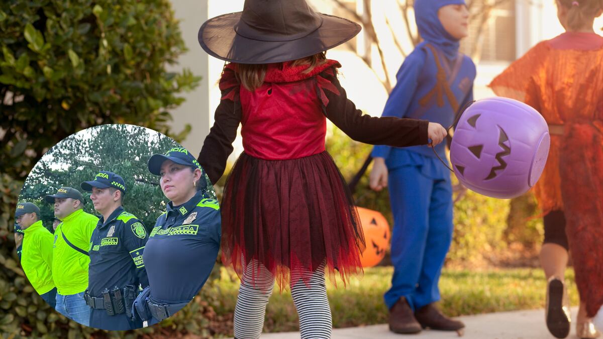 Niños en halloween / Policía Nacional de Colombia (GettyImages e imagen de archivo)