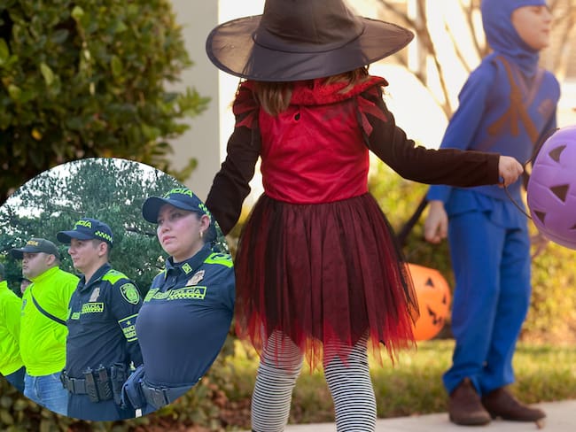Niños en halloween / Policía Nacional de Colombia (GettyImages e imagen de archivo)