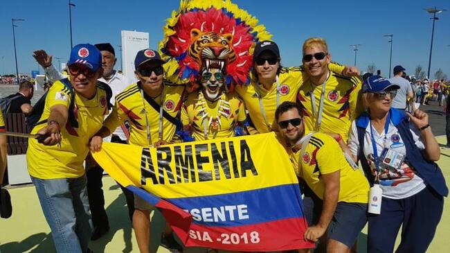 Nuevamente los nombres de los municipios del Quindío en la banderas de los hinchas en Rusia