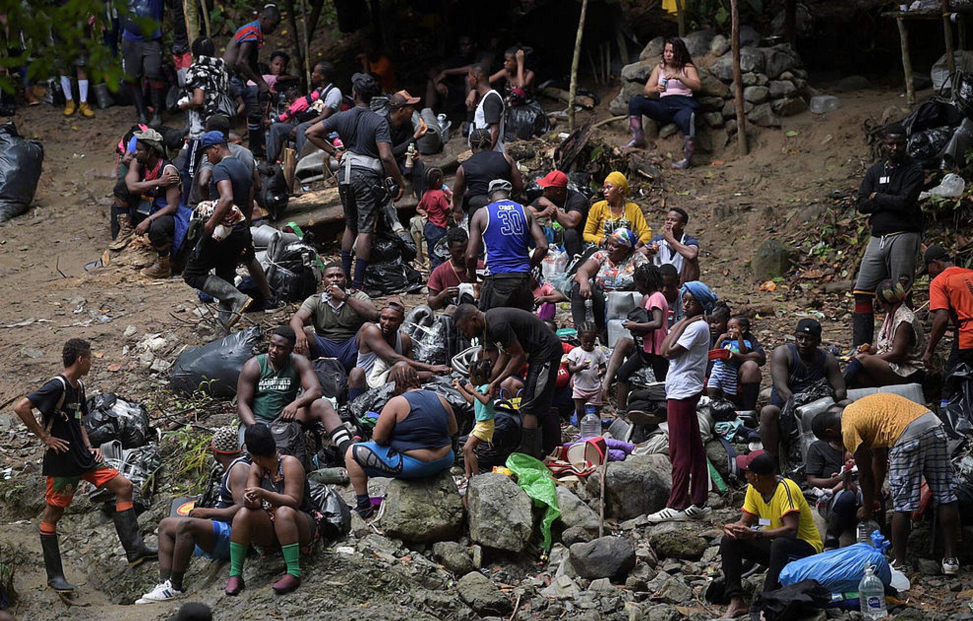 Migrantes en el Tapón del Darién.