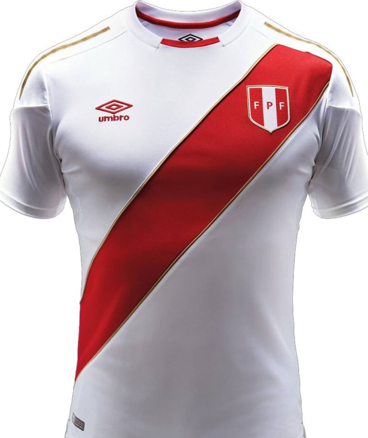 Perú será el único equipo vestido por Umbro en esta mundial de Rusia 2018. Destaca la popular banda cruzada de la selección que regresa al mundial tras una larga ausencia