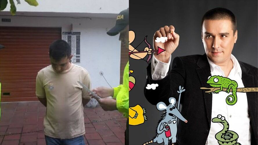 Ariel Ortega amenazó por redes sociales al caricaturista Julio César González, más conocido como Matador. Foto: Policía (izquierda) y Colprensa