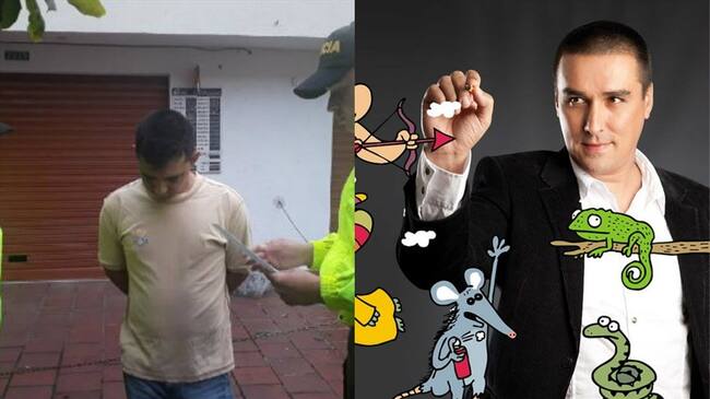 Ariel Ortega amenazó por redes sociales al caricaturista Julio César González, más conocido como Matador. Foto: Policía (izquierda) y Colprensa