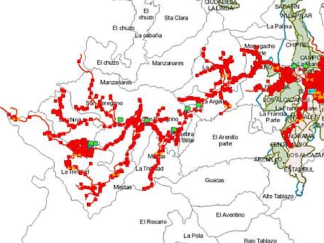 Zona afectada por corte de agua en Manizales