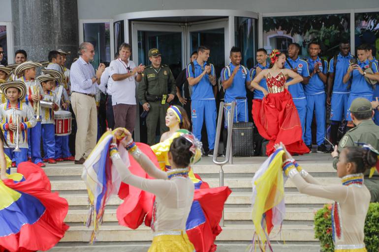 Banda de Baranoa, en la despedida a  la selección Colombia. 
