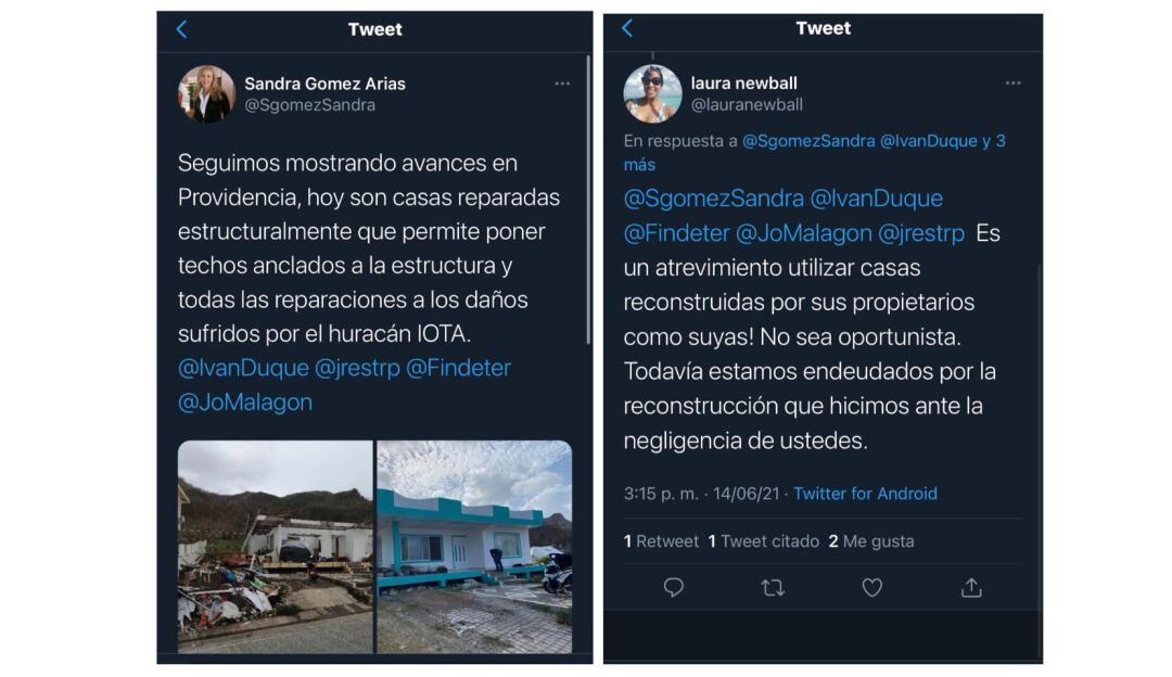 Al parecer, la dueña de esta casa en Providencia se molestó porque reconstrucción la hicieron ellos y no el Gobierno, como haría entender un tuit.