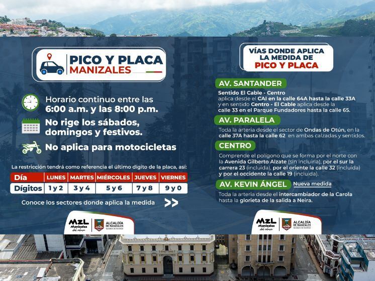 Cambios en el pico y placa en Manizales