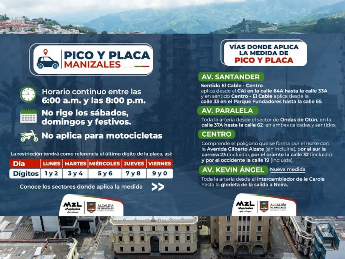 Conozca los cambios en el pico y placa en Manizales