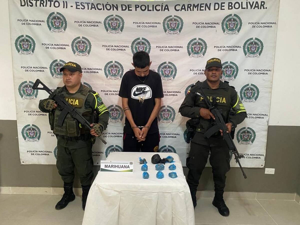 A ‘Carlitos’ la Policía lo capturó con marihuana prensada en El Carmen de Bolívar