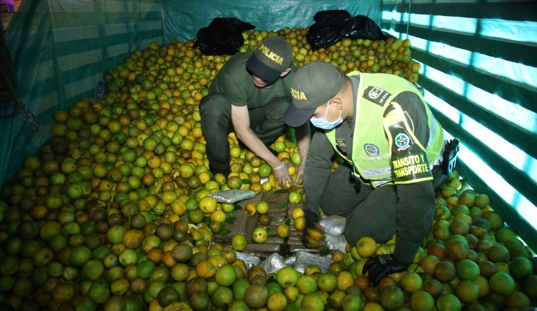 Cargamento de naranjas con marihuana