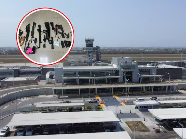 Armas halladas en el aeropuerto de Barranquilla.