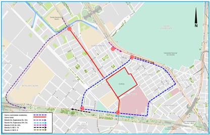 Cierres a los alrededores de Corferias. Foto: Secretaría de Movilidad.