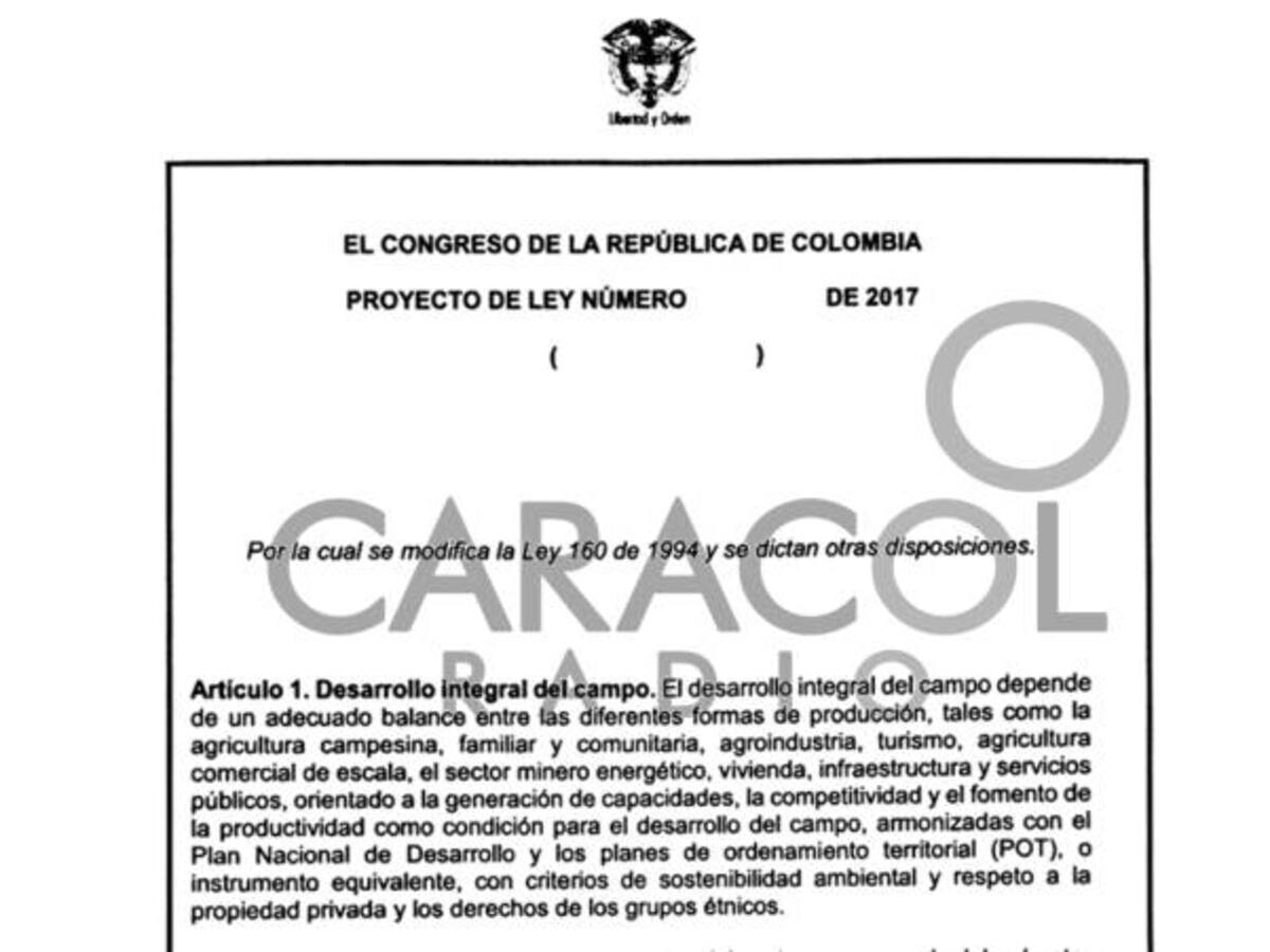 Este es el proyecto de ley de tierras que se radicaría la próxima semana ante el Congreso