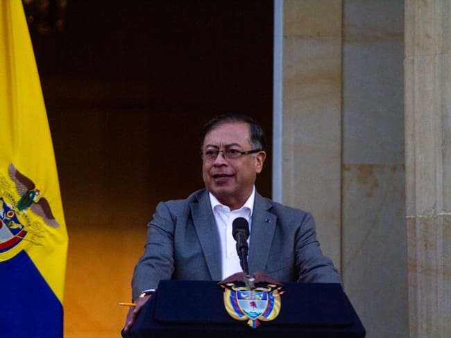 Colombia&#039;s president Gustavo Petro speaks during an event presenting a bill to reform Colombia&#039;s healthcare system, in a public act at Narino&#039;s Presidential Palace in Bogota, Colombia on February 13, 2023. (Photo by Sebastian Barros/NurPhoto via Getty Images)
