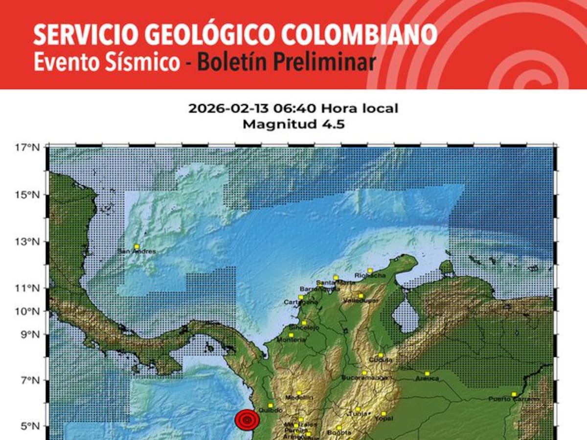Sismo de magnitud 4.7 se registró en el Chocó, se sintió en Valle y varias ciudades del país