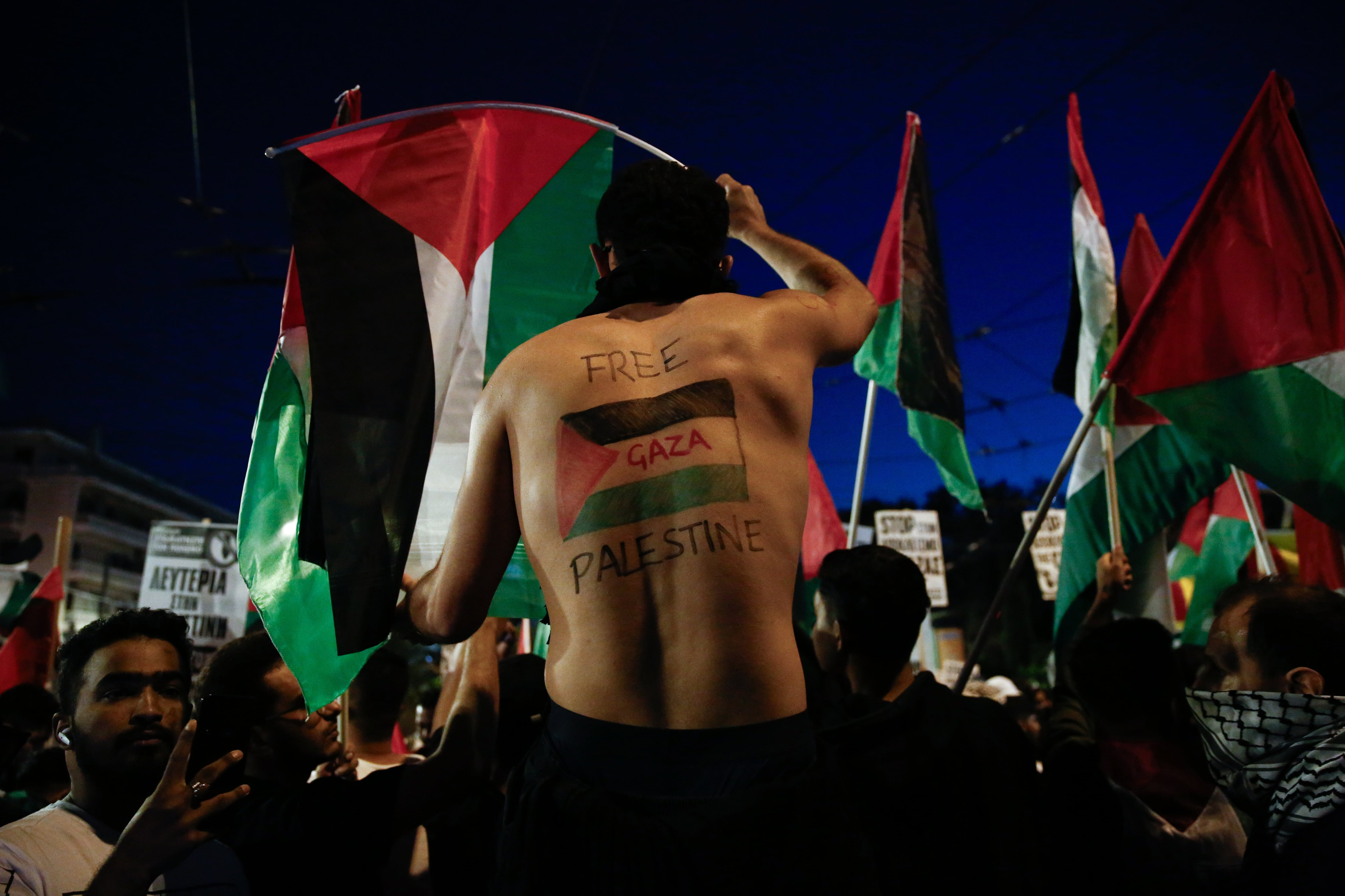 Protestas de palestinos en Grecia para que cese el conflicto EFE/EPA/YANNIS KOLESIDIS