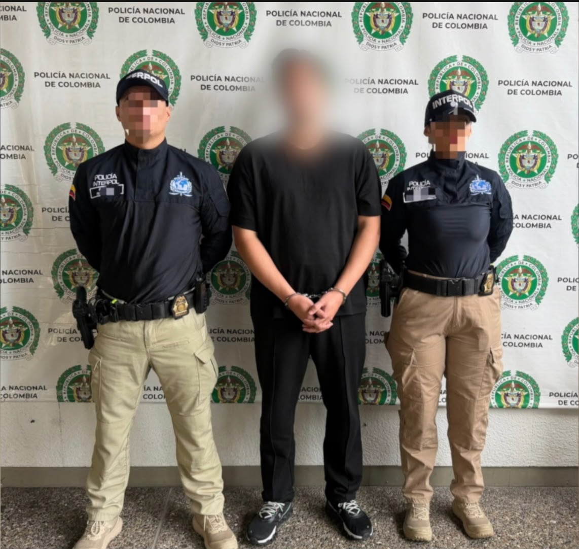 Mexicano capturado por notificación roja de la INTERPOL en Antioquia. Foto: DIJIN.