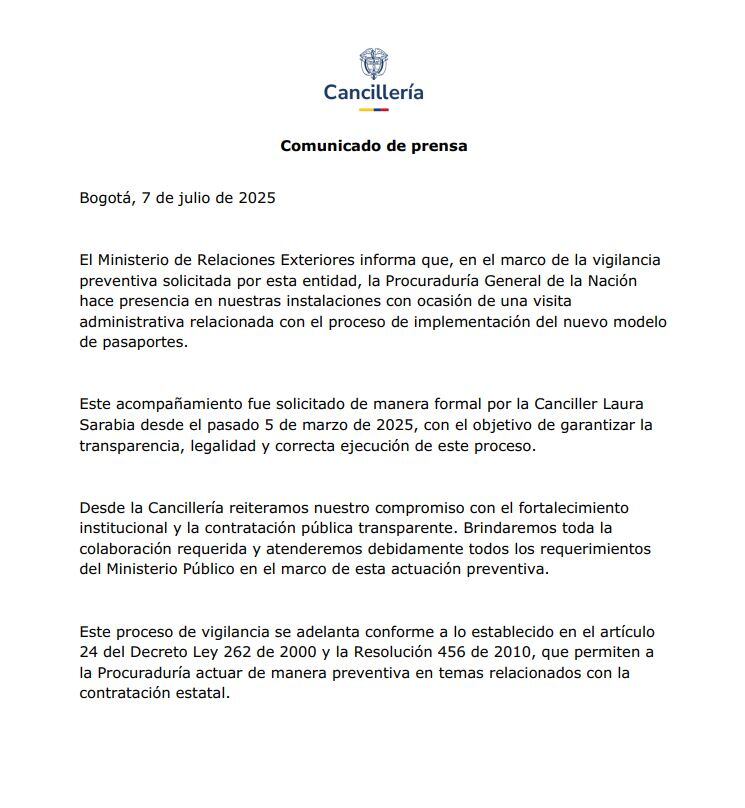 Comunicada Cancillería sobre la visita de la Procuraduría