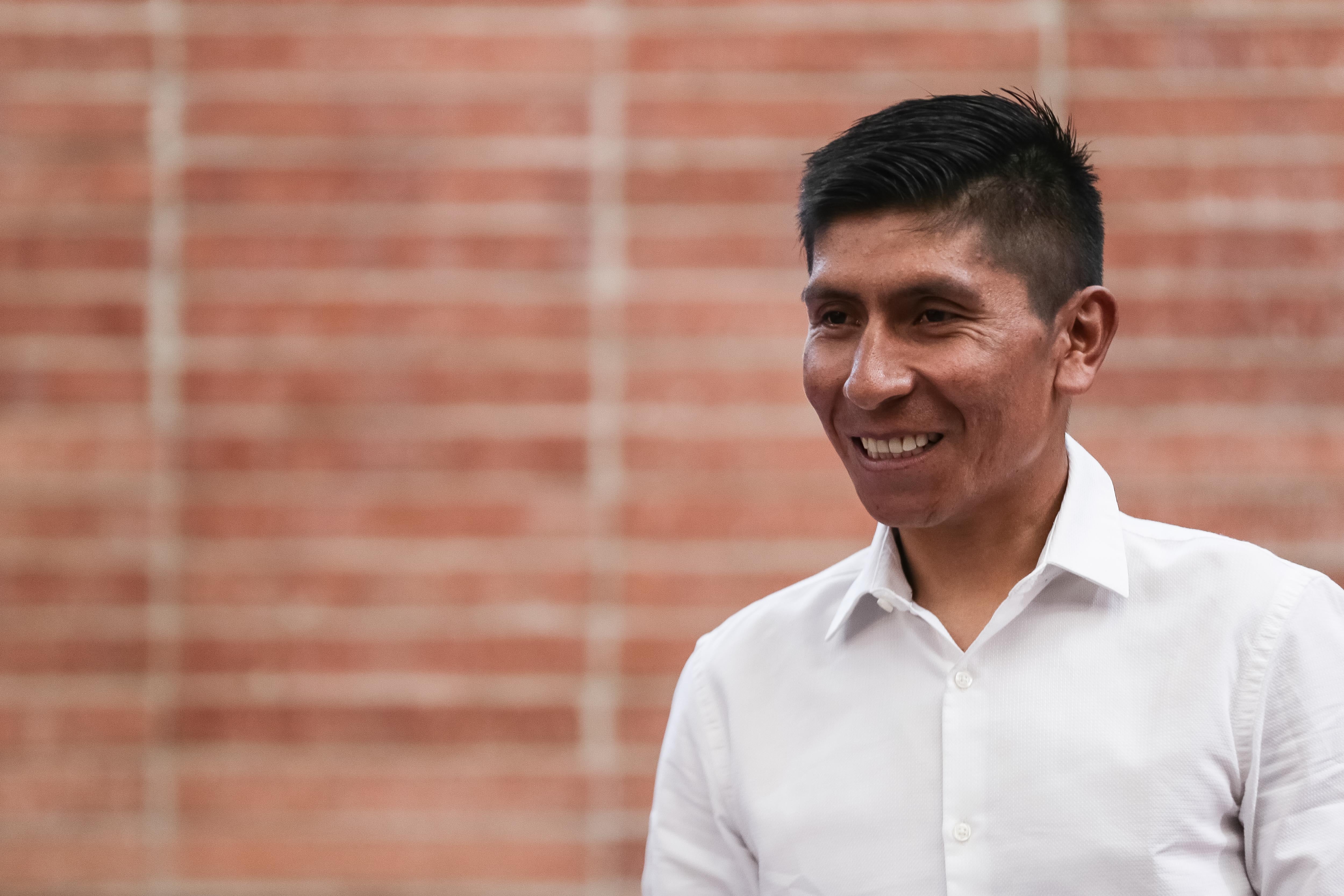 Nairo Quintana durante la rueda de prensa que ofreció en Bogotá el pasado 25 de enero. (Colprensa - john Paz)