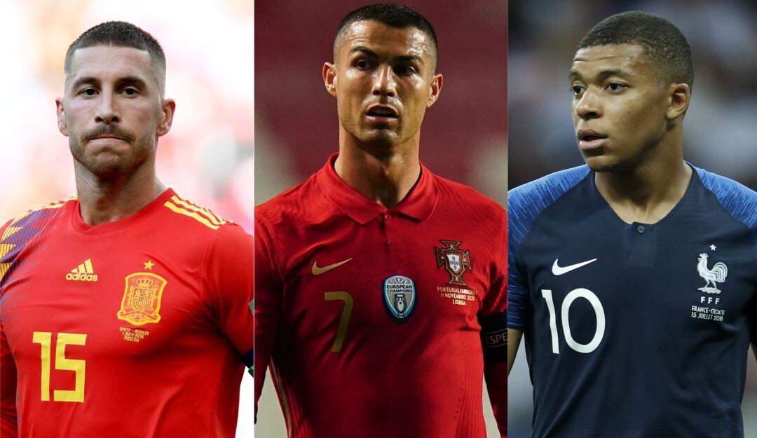 Sergio Ramos, Cristiano Ronaldo y Kylian Mbappé