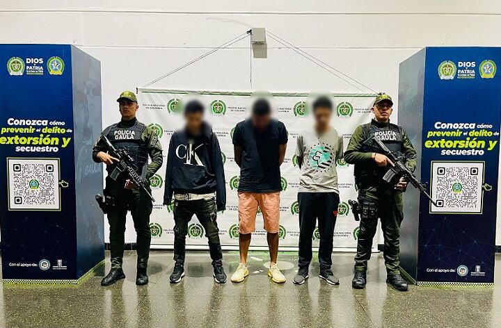 Capturados por secuestrar a dos personas en Medellín- foto policía Metropolitana