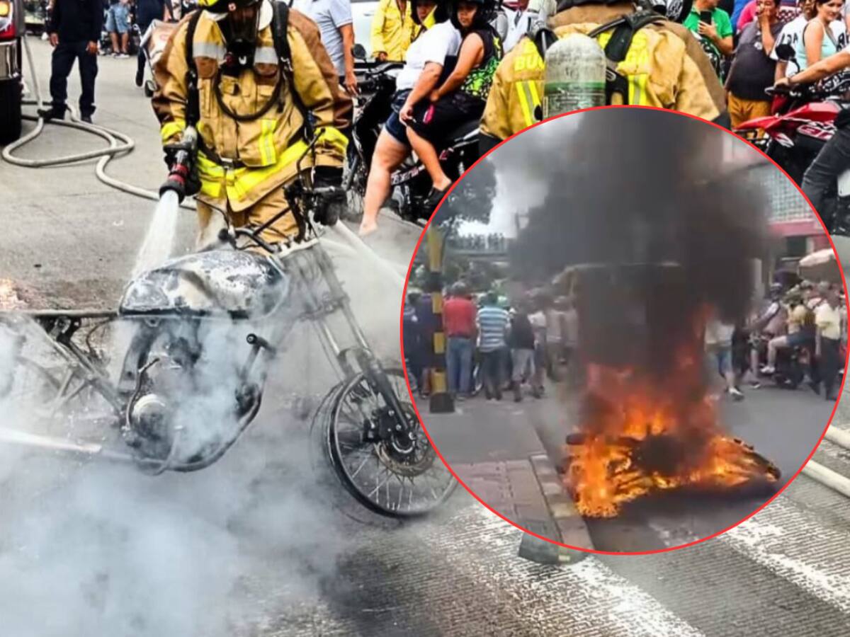En Bucaramanga comunidad prendió fuego a motocicleta de ladrones tras robo fallido