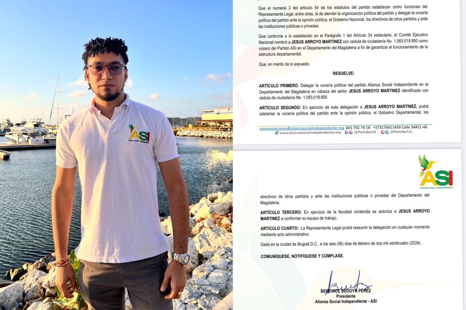 Jesús Arroyo, vocero del partido ASI en el Magdalena