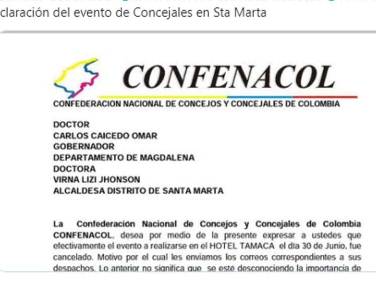 Congreso Nacional de Concejales fue cancelado: Confenacol