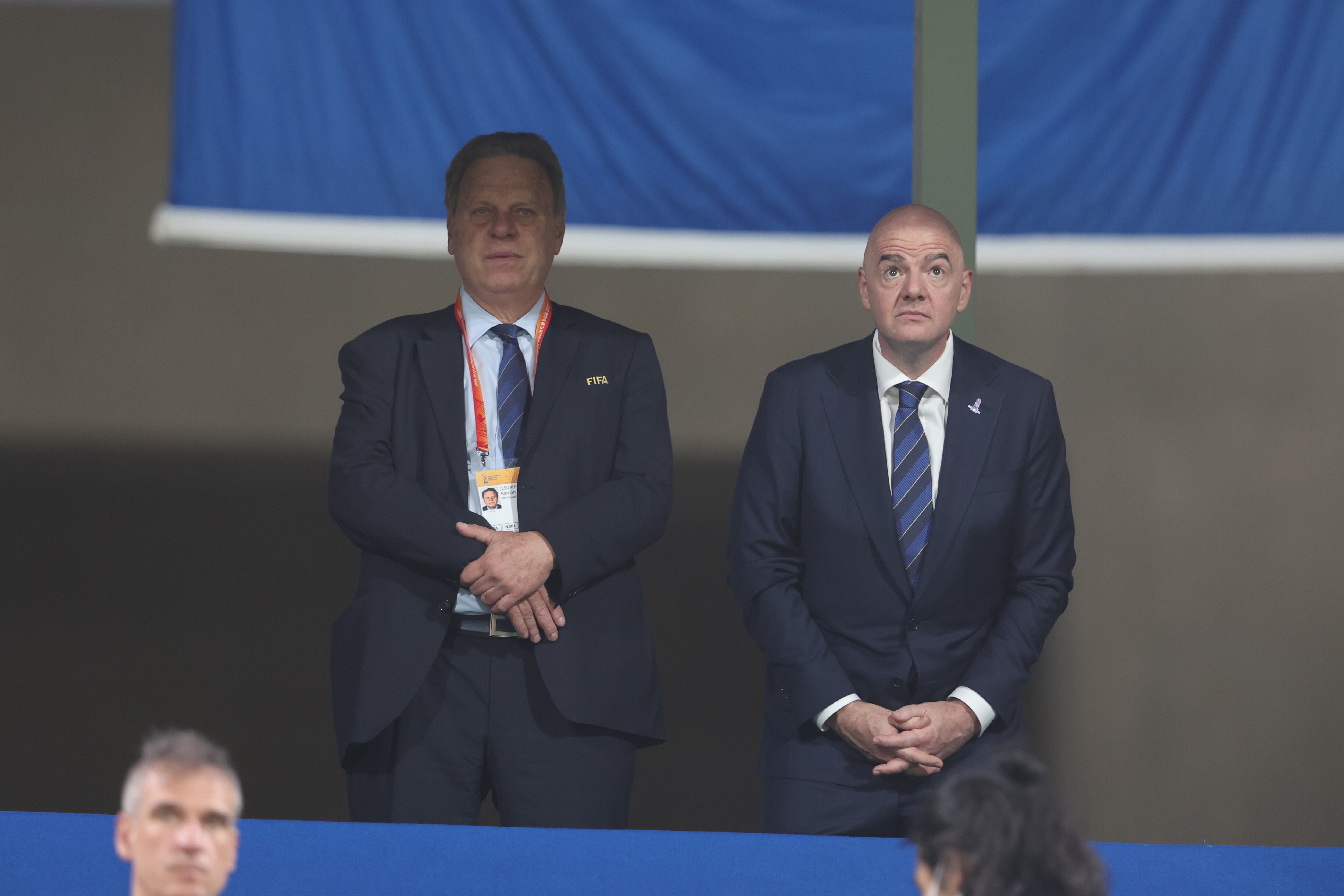NAVI MUMBAI, INDIA - OCTOBER 30: FIFA President Gianni Infantino attends the FIFA U-17 Women's World Cup 2022 Final match between Colombia and Spain at DY Patil Stadium on October 30, 2022 in Navi Mumbai, India. (Photo by Joern Pollex - FIFA/FIFA via Getty Images)