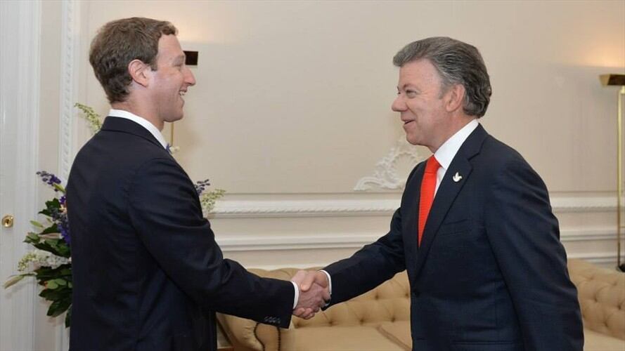 Presidente Juan Manuel Santos y Mark Zuckerberg. Foto: Presidencia de la República