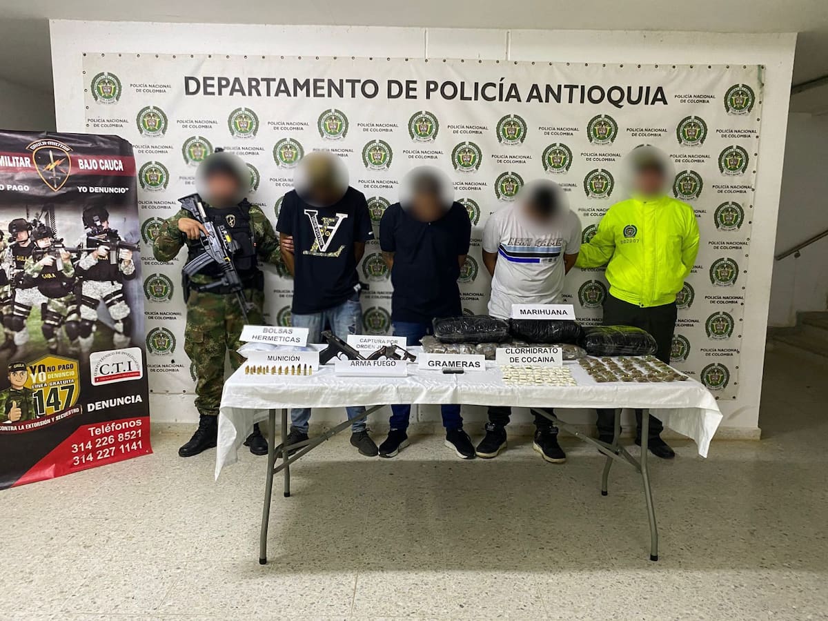 Fueron capturados tres presuntos sicarios de Los Caparros en Caucasia, Antioquia