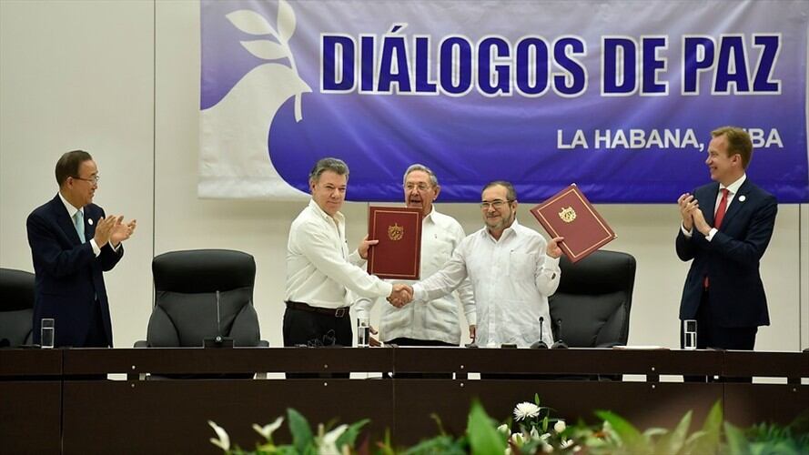 Firma de fin del conflicto entre el Gobierno y las Farc el pasado 23 de junio. Foto: Colprensa