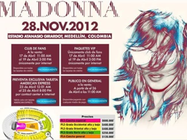 Preparativos para conciertos de Madonna. Alerta verde hospitalaria en Medellín