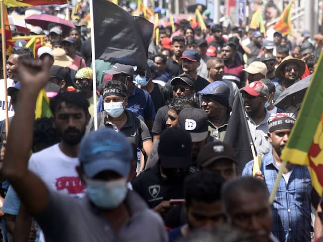 Manifestantes en Colombo.