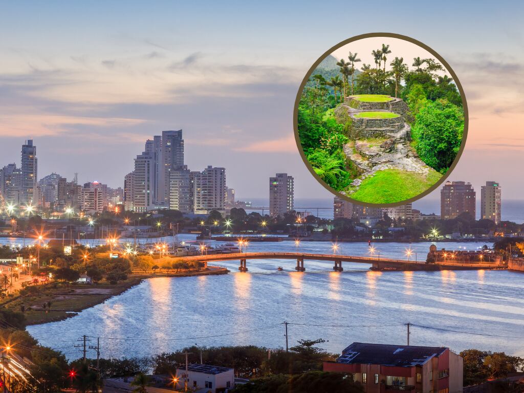 Vista de Cartagena y paisaje en Ciudad Perdida de Santa Marta (Foto vía Getty Images)