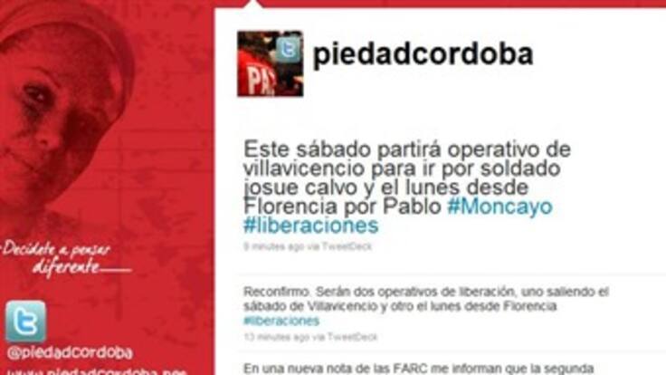 El sábado y el lunes próximos serán las liberaciones de Moncayo y Calvo, dice Piedad Córdoba