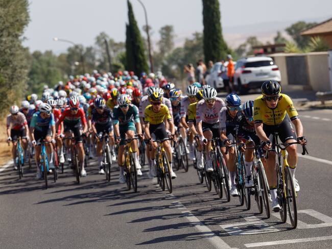 CÓRDOBA, 23/08/2024.- El pelotón ciclista en la séptima etapa de la Vuelta a España, este viernes entre Archidona y Córdoba, de 180,5 kilómetros de recorrido. EFE/ Javier Lizón