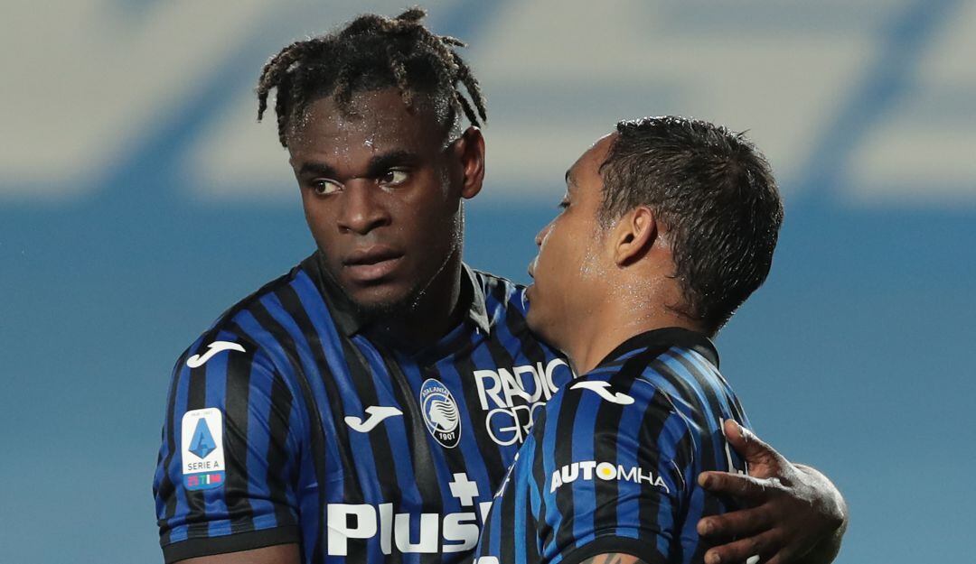 Duván Zapata y Luis Fernando Muriel, futbolistas del Atalanta de Italia