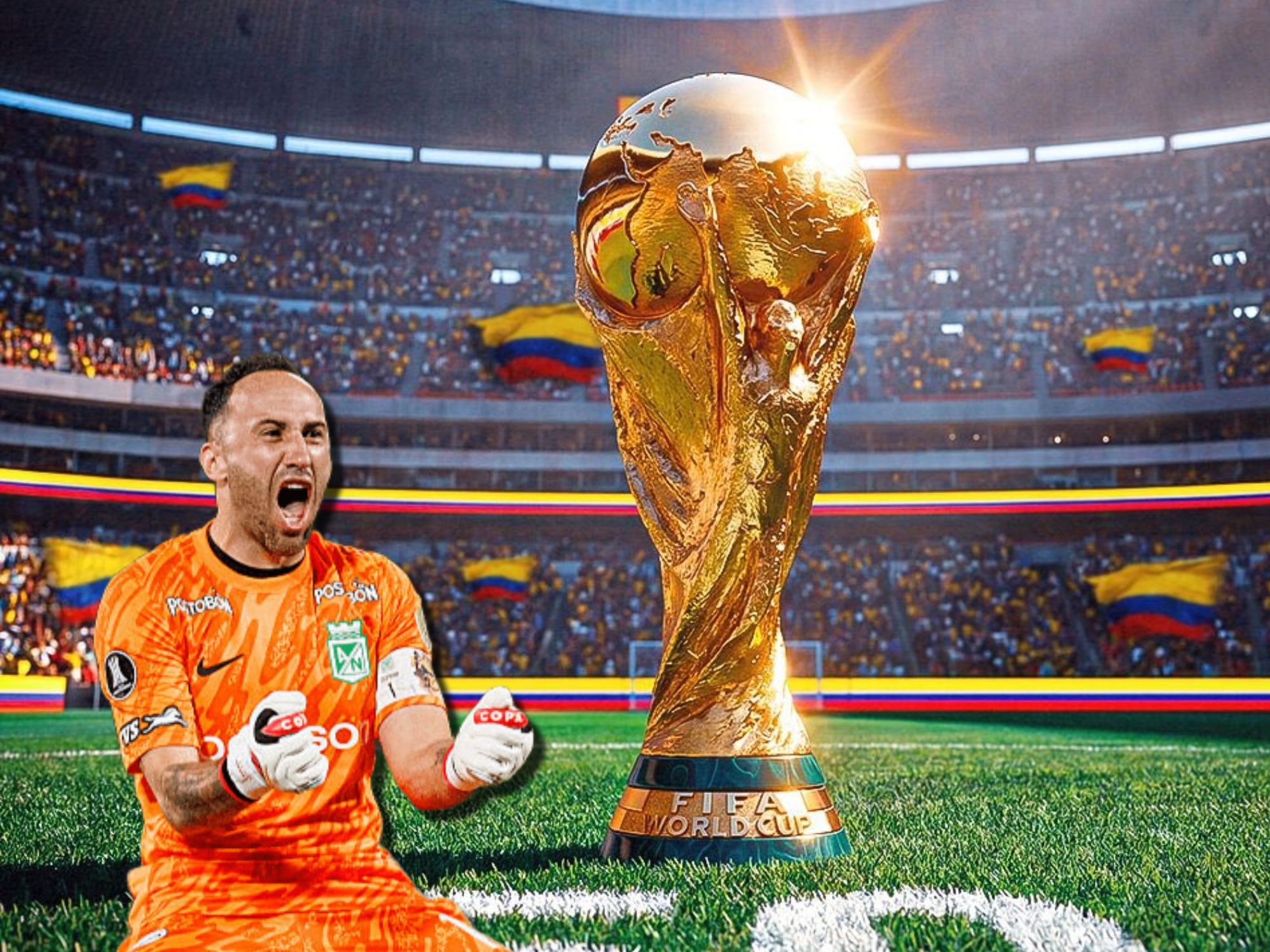 David Ospina, la única cuota de la Liga colombiana en la nómina de la Selección al Mundial 2026. Fotos: Getty Images y FCF.