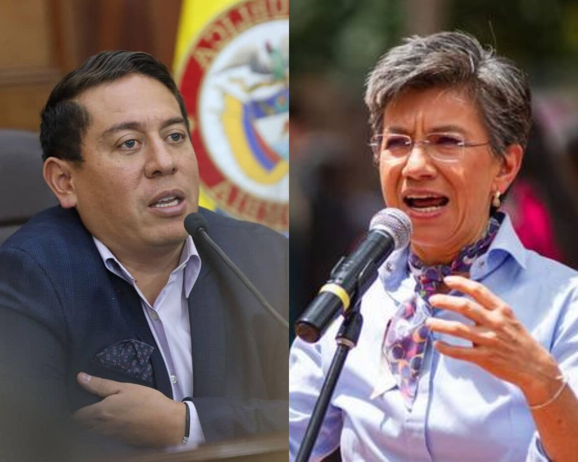 El gobernador de Boyacá, Carlos Amaya, y la exalcaldesa de Bogotá, Claudia López. Fotos: Colprensa - Alcaldía