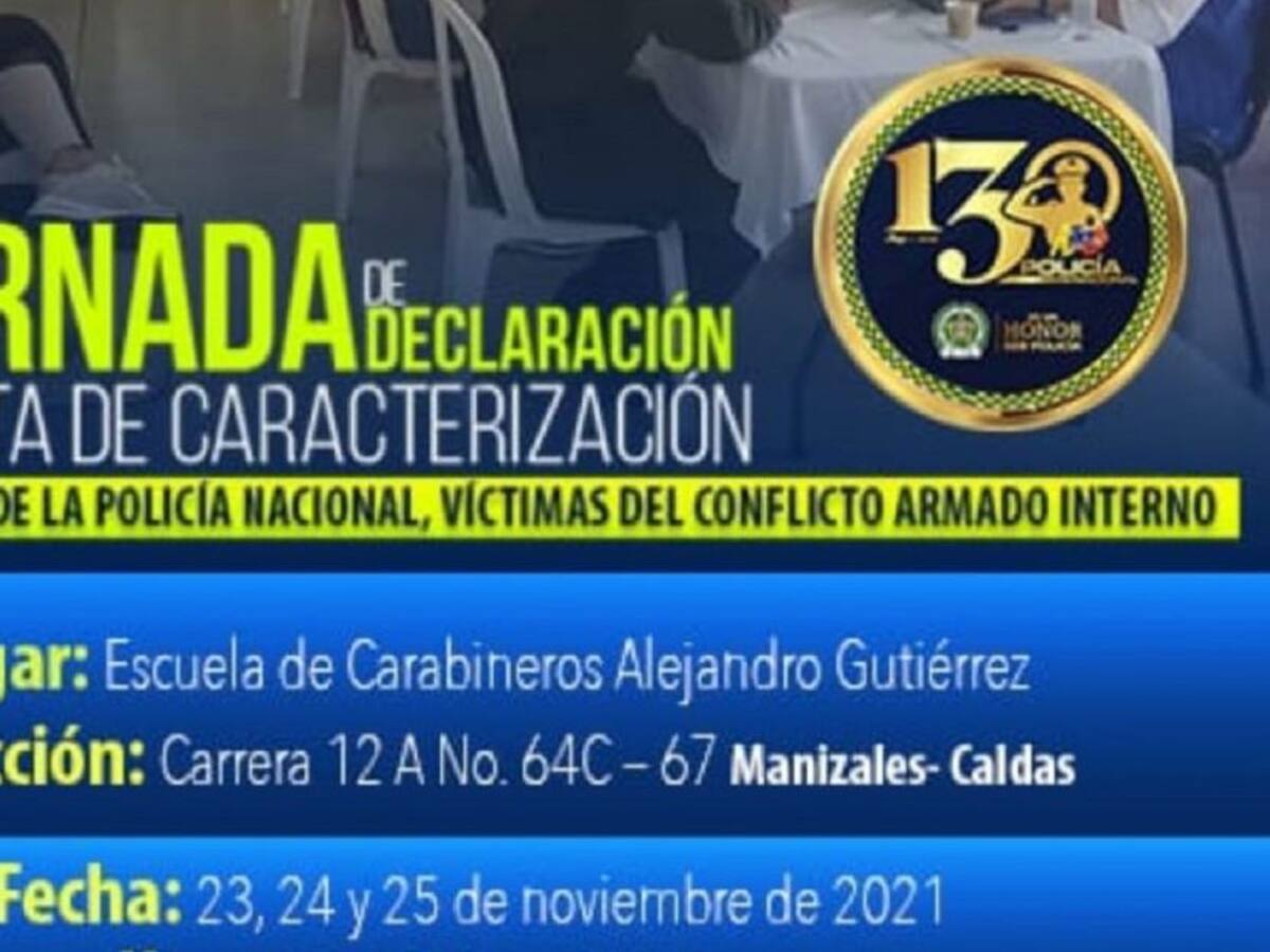 Se hará caracterización en Manizales para policías víctimas del conflicto