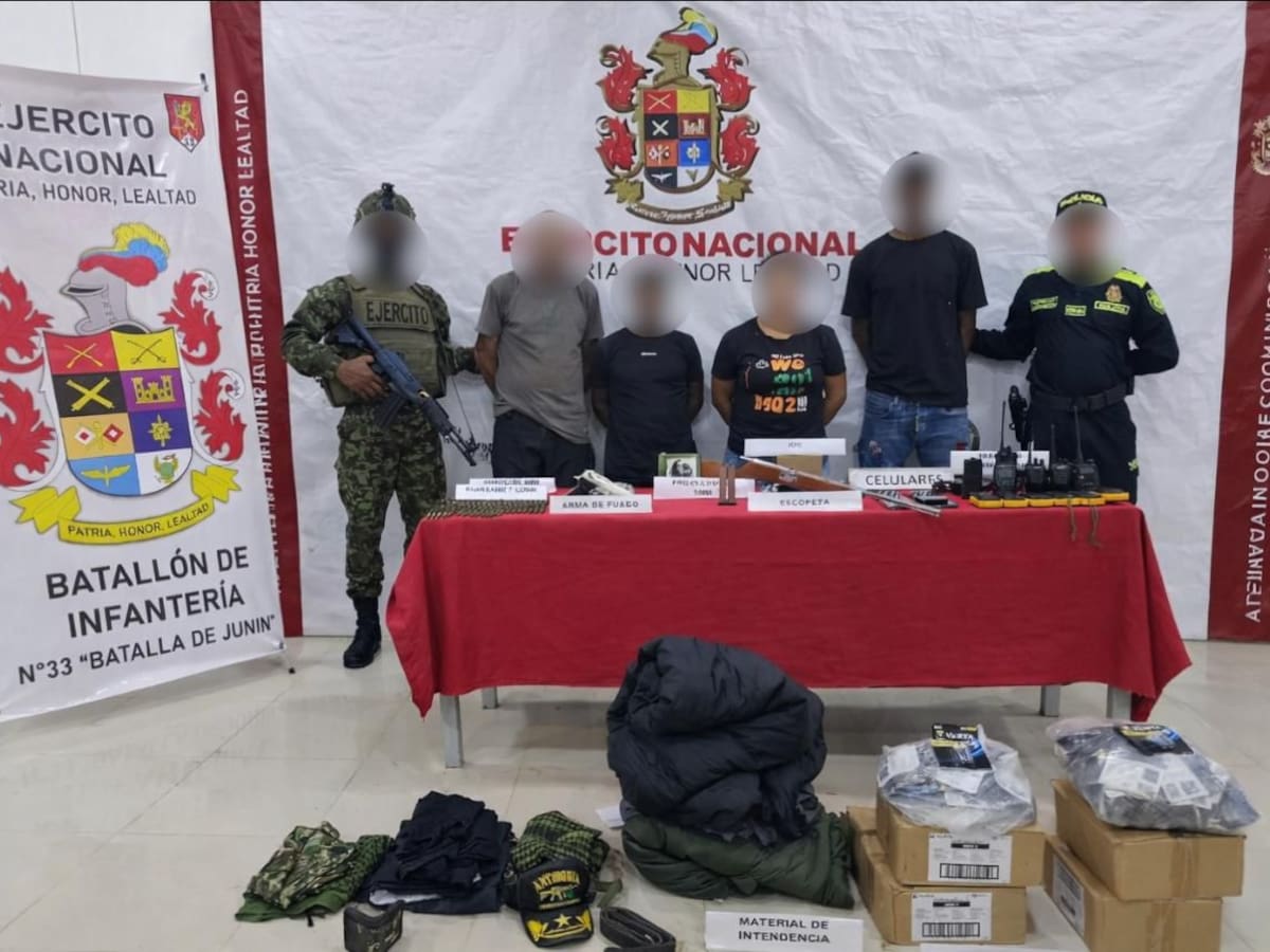 Capturan a cuatro presuntos integrantes del Clan del Golfo en Tierralta, Córdoba