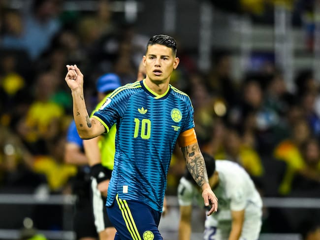 MEXICO CITY, MEXICO - JUNE 17: James Rodriguez of Colombia looks on during the FIFA World Cup 2026 Group K match between Uzbekistan and Colombia at Mexico City Stadium on June 17, 2026 in Mexico City, Mexico. (Photo by Martín Fonseca/Eurasia Sport Images/Getty Images)