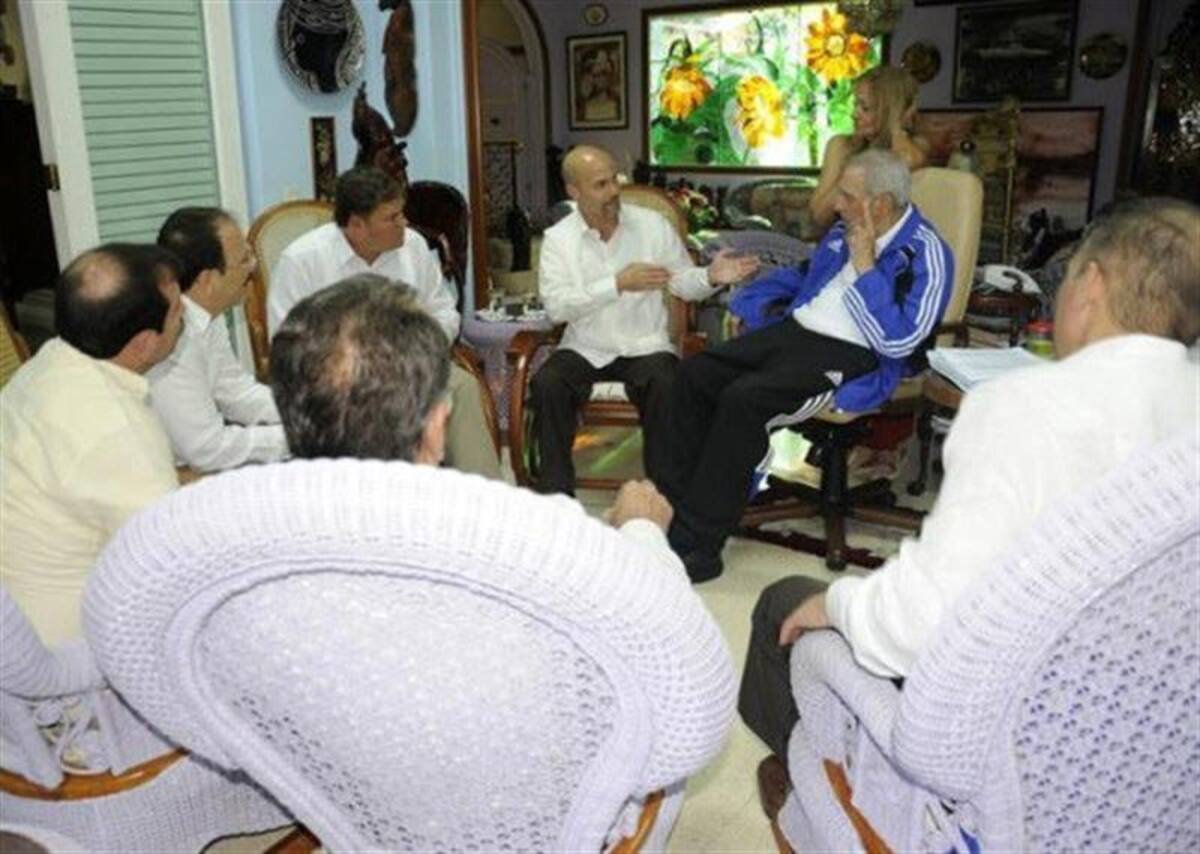Encuentro entre Fidel Castro y 'Los Cinco'.