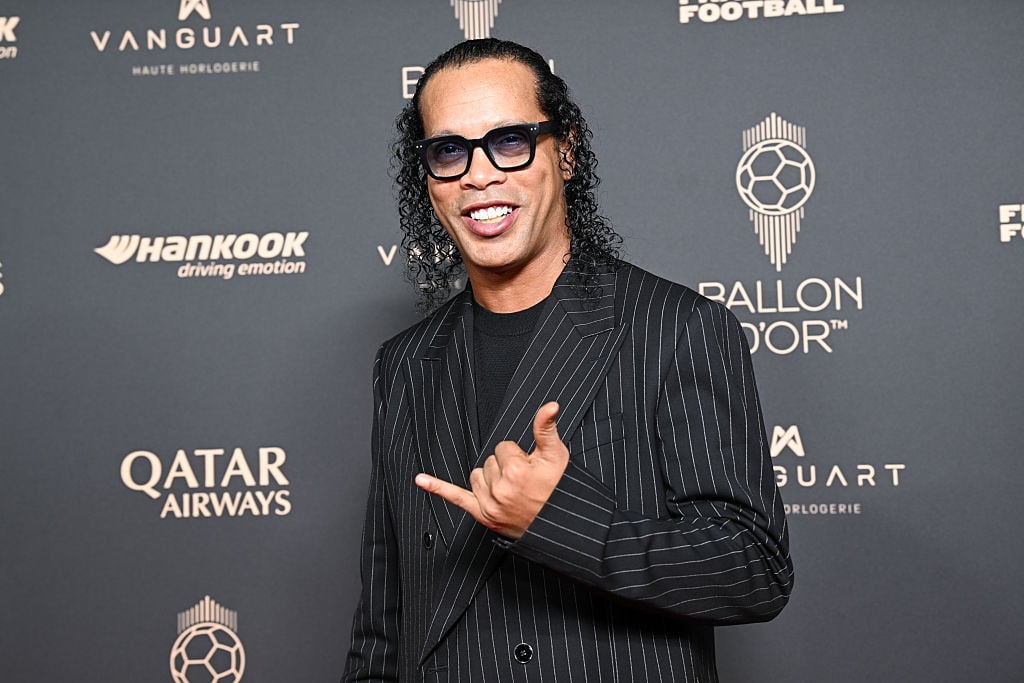 PARIS, FRANCE - SEPTEMBER 22: Ronaldinho attends the 69th Ballon D'Or Photocall at Theatre Du Chatelet on September 22, 2025 in Paris, France. (Photo by Stephane Cardinale - Corbis/Corbis via Getty Images)