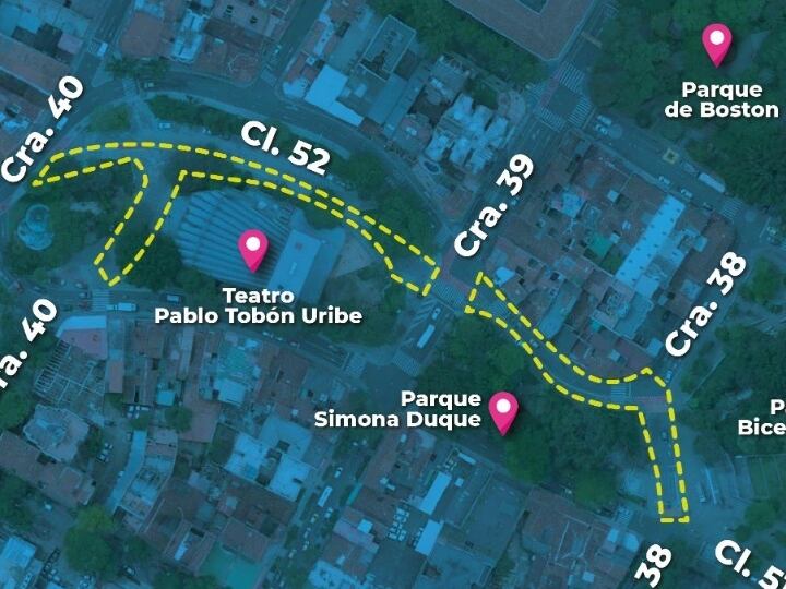 Cierres viales en La Playa por evento cultural. Foto: Alcaldía de Medellín.