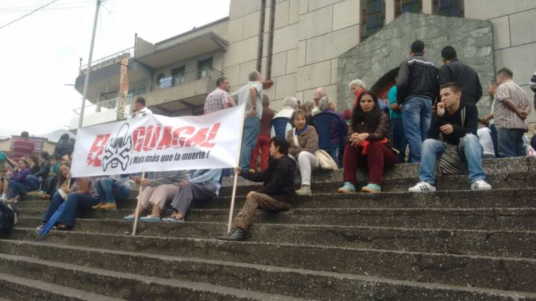 Protesta en Medellín por relleno sanitario El Guacal. 