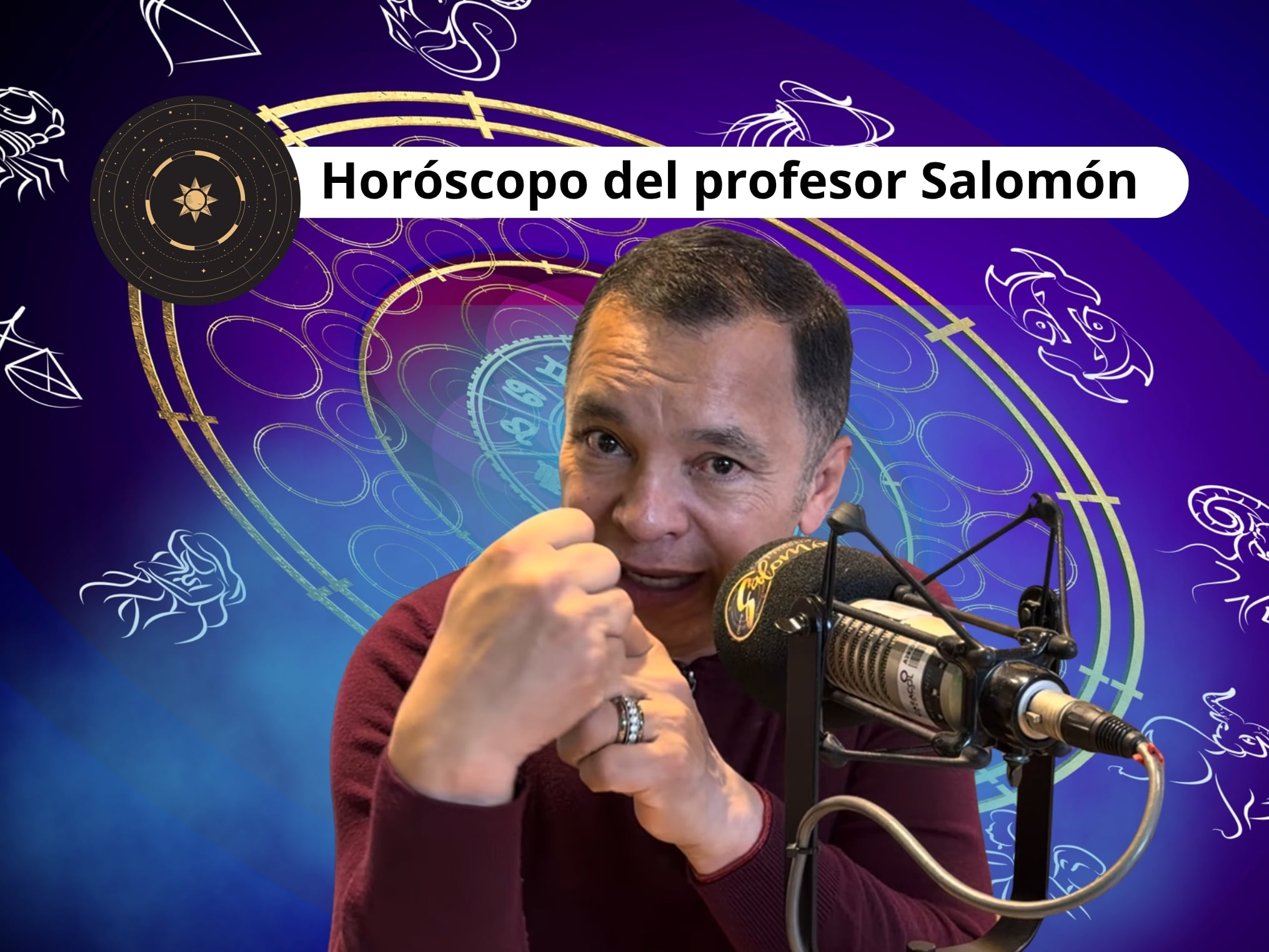 Él es el profesor Salomón, experto en la lectura del Horóscopo y el Tarot (Crédito: Profesor Salomón - Youtube) // De fondo: Imagen ilustrativa del horóscopo (crédito: Getty Images).