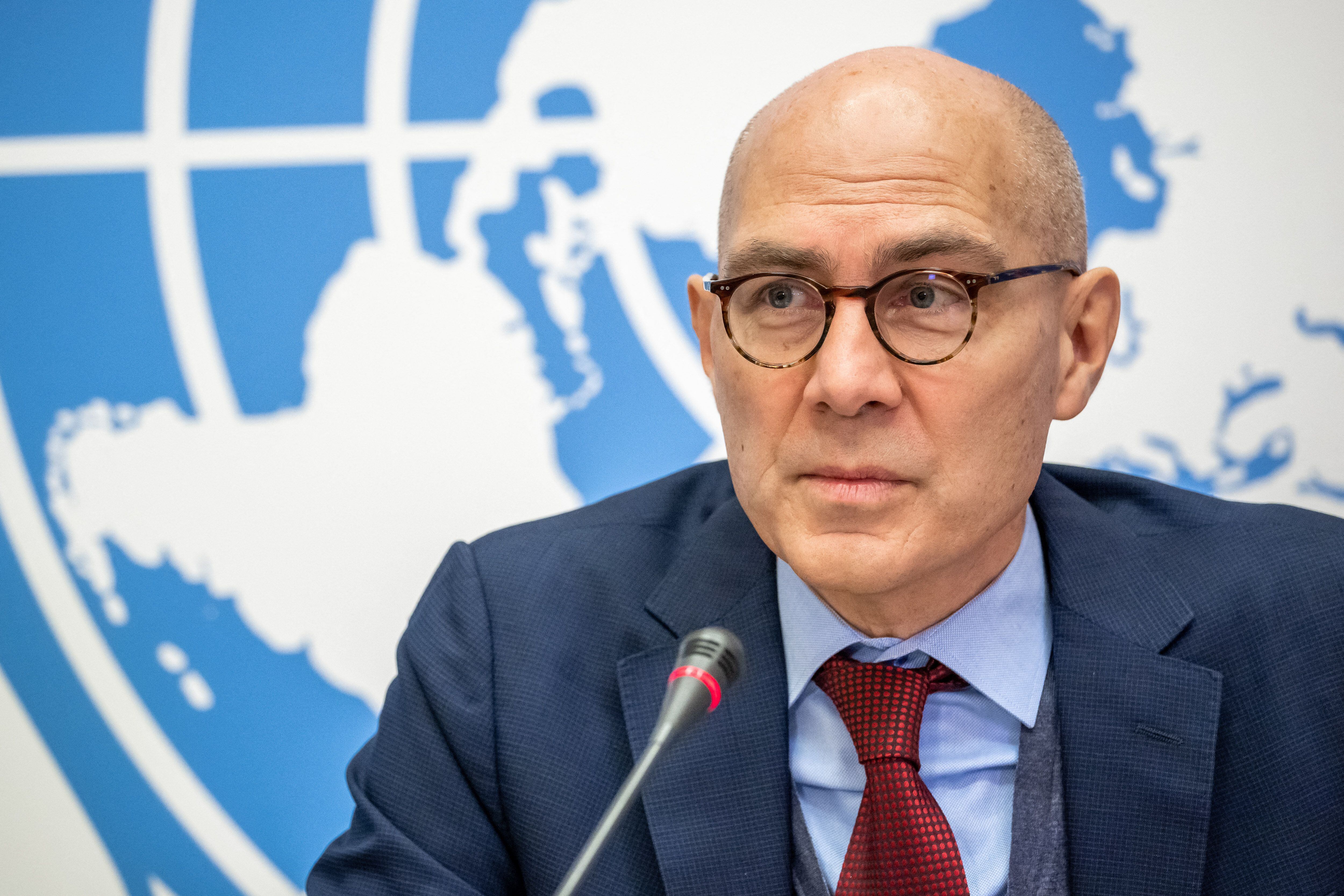 High Commissioner for Human Rights Volker Turk delivers a press conference at the UN Offices in Geneva on December 9, 2022. (Photo by FABRICE COFFRINI / AFP) (Photo by FABRICE COFFRINI/AFP via Getty Images)